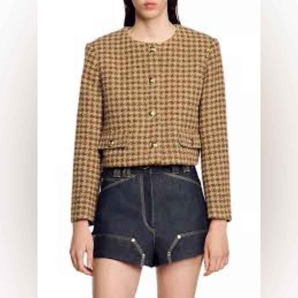 Sandro short cropped tweed jacket (36, NWT)